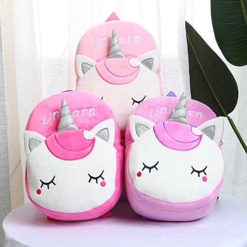 Cartoon Kids Plush Backpacks Mini Kindergarten Schoolbag Plush Unicorn Animal Backpack Children School Bags Girls Boys Backpack