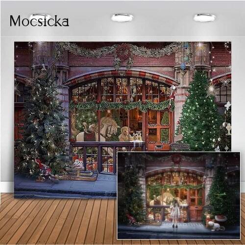 Toy Store Backdrop for Windows Photography Horse Bear Toy Newborn Kids Birthday Portrait Photo Background X-mas Holiday Banner