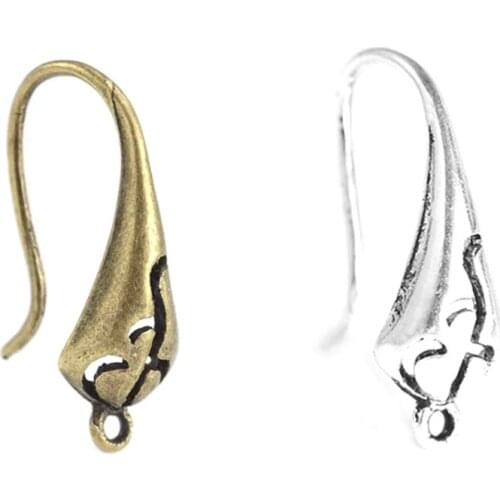 10pcs DIY Jewelry Findings Components Antique Silver Bronze Color Blank Eearring Settings Base Pattern Earrings Hooks Findings