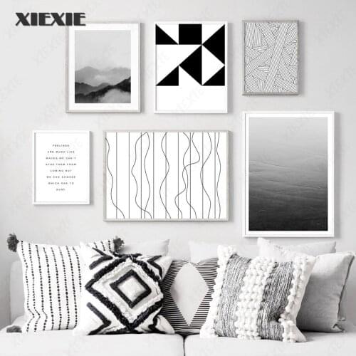 Geometric Abstract Mountain Line Quotes Wall Art Canvas Painting Nordic Posters and Prints Wall Pictures for Living Room Decor