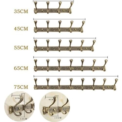 Robe Hooks Luxury Bathroom Wall Carving Antique Robe Hooks 5 Row Hook Coat Hanger Door Hooks For Bathroom Accessories