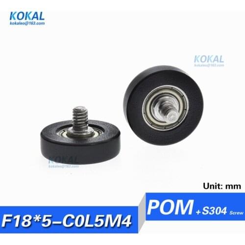 [LP18*5-C0.5L5M4]10pcs NTBG cash register plastic pulley bearing with 4*18*5mm stainless Screw M4 shaft black pulley wheel