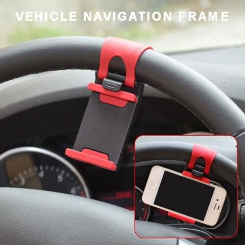 Multi-function Car Steering Wheel Phone Holder Clip Mount GPS Support Fixed Telescopic Mobile Phone Holder Stand Car Accessories