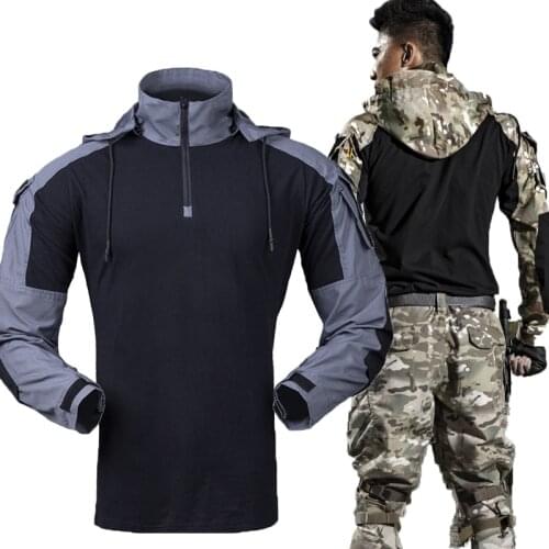 2021 Tactical Combat Mens Shirt Long Sleeve Military Clothing Soldiers Army Hooded Solid Shirt Outwear Ripstop Tops Dropshipping