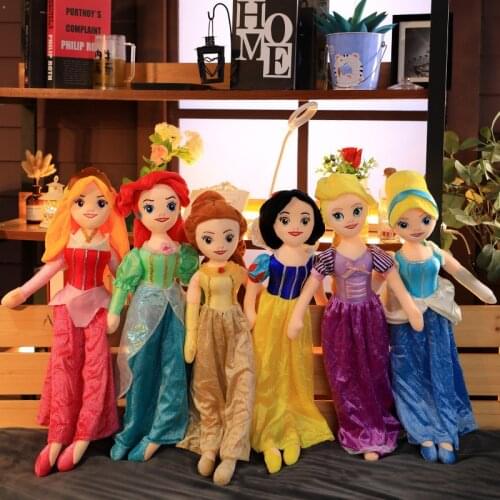 Disney Princess Snow White Plush Toy Aiello Rapunzel Merida Cinderella Belle Elsa Princess Stuffed Doll Kid Xmas Birthday Gift