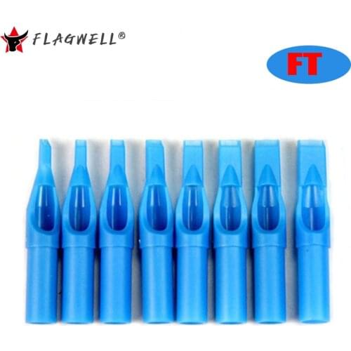 50pcs 5/7/9/11/13/15FT Disposable Tattoo Gun Nozzle Tips Flat Round Plastic Tip Sterile Makeup Machine Tool Supplies Accessories