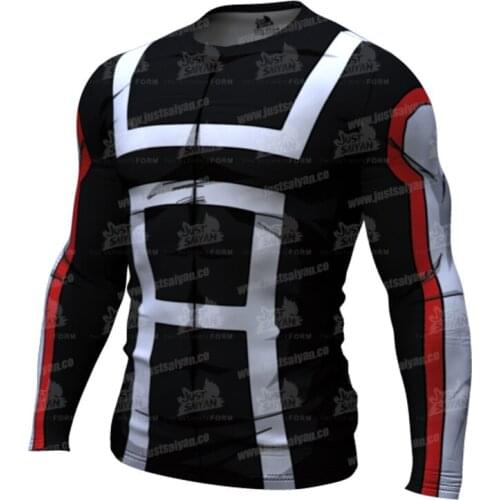 2021 Autumn New 3D Printed T-shirt Compression Tight Jerseys Mens Fitness Running Shirt Breathable Long Sleeve Sport Gym Tops