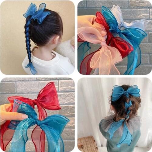 Childrens Hair Accessories Long Streamers Girls Braided Hair Ribbon Bow Hairpins Girls Cute Sweet Hair Accessories