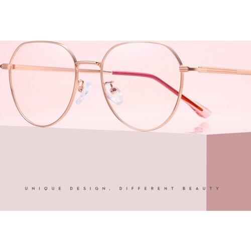 Womens Retro Metal Glasses Frame Small Frame Trendy Decorative Frame Computer Optical Prescription Glasses Frame Myopia 1909