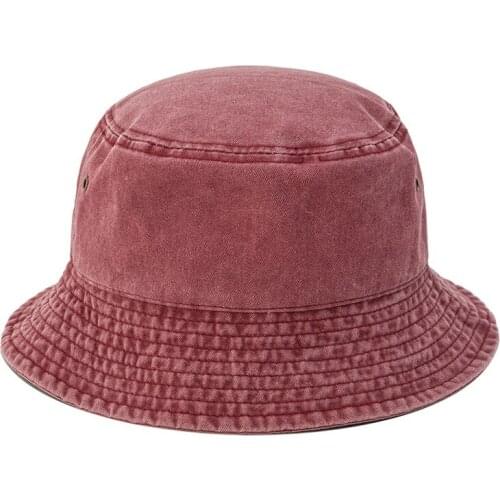 Retro Style Women Bucket Hat Washed Cotton Fishing Hats Plain Summer Sun Hats Red Black Orange Khaki