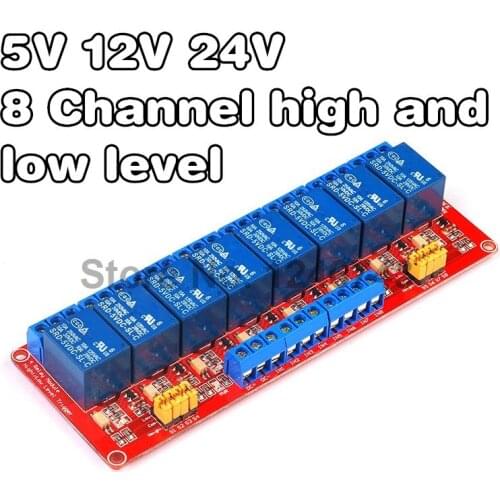 5V 12V 24V 8 Channel Relay Module High and Low Level with Optocoupler Relay Output 8 way Relay Module for Arduino