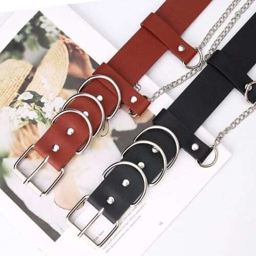 Women Punk Chain Fashion Belt Adjustable Half A Circle Eyelet Waistband with Eyelet Chain Decorative Belts Man Belt 2021 New