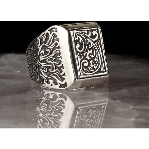 Handmade Pen İşçilikli 925 Sterling Mens Silver Ring