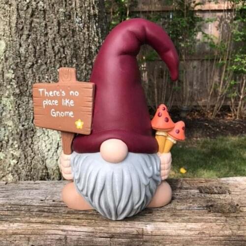 Garden Gnome Statue Street Sign Swedish Tomte Yard Decoration Front Porch Dwarf Elf Figurines Outdoor Ornaments
