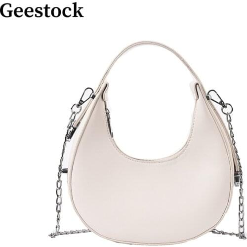 Geestock 2021 New Design Shoulder Bag Woman PU Leather Half Moon Handbag Female Fashion Luxury Crossbody Messenger