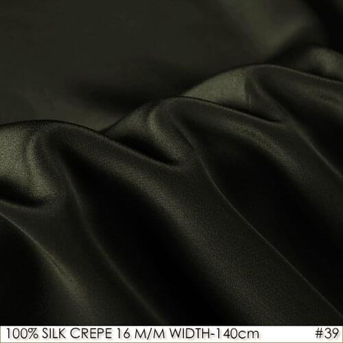100% SILK CREPE DE CHINE 140cm width 16momme Natural Silk Dress fabrics for sewing Armygreen NO39