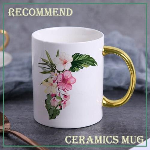 Creative Flower pattern Mug 400ml,coffee cup personalized drinking cup couple milk Mugs Drinkware Nice Gifts KTZW-014