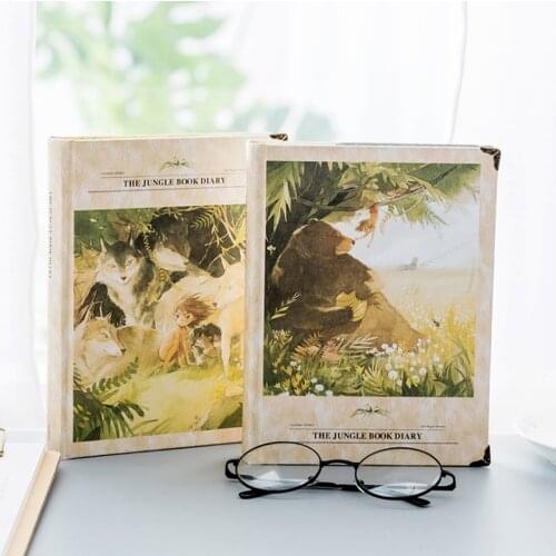 Wolf boy jungle illustration color page hand ledger notebook diary lovely schedule plan horizontal line hard surface thick