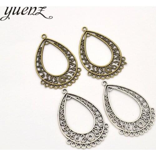 YuenZ 7pcs 2 color Antique Silver color Water droplets charms fit for earring Necklace DIY Metal Jewelry Making 43*28mm B106