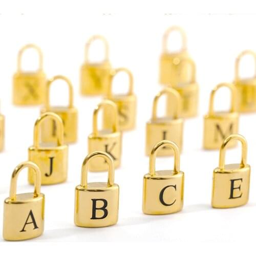 Padlock A-Z Initial Necklace For Women Stainless Steel Letter Lock Pendant Necklace Charms Jewelry Collier Valentines Day Gift