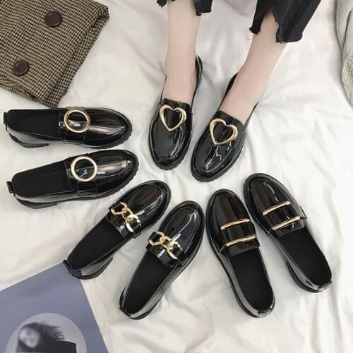Women Fashion Pumps Square Heels Ladies Office Mules Slip On Metal Decoration PU Leather Shoes Leisure Female Loafers British