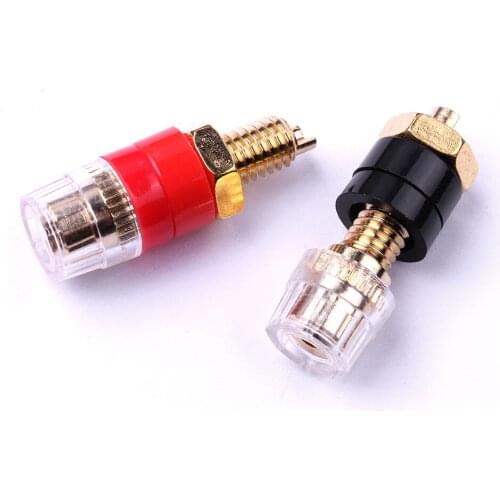2Pcs Red/Black 30mm Length Female Banana Plug Socket Connector Copper & ABS material High Current Crystal Transparent Terminals