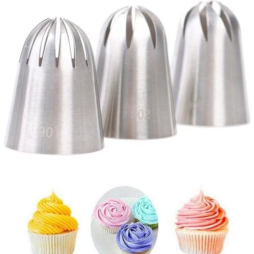 3Pcs Super Large Cream Cookie Decorated Mouth Stainless steel cake decoration DIY baking tools Cream Nozzle Pastry Cream tools