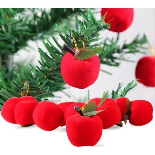 3cm 12pcs/pack Christmas Decoration Red Apple Christmas Tree Decorations Pendant Christmas Gift Kids New Year 2018 Navidad-S