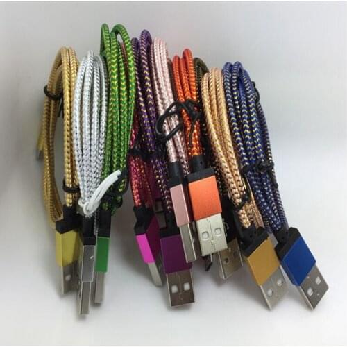 500pcs 1M 3FT Aluminum alloy Fabric nylon braided Micro USB Data Sync Charger Cable For Samsung Galaxy s3 s4 S7 s6 edge for HTC