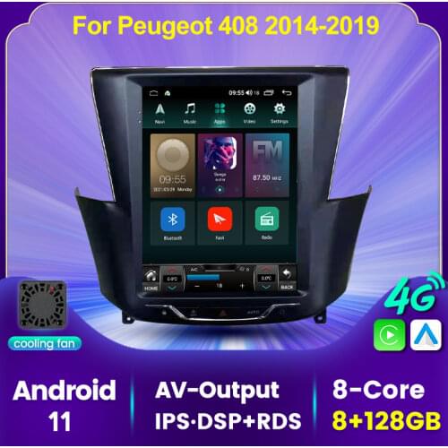 NaviFly Tesla Screen Android11 6+128G Player Car multimedia Player for peugeot 408 2014-2019 Wireless carplay Cooling Fan 4G LTE