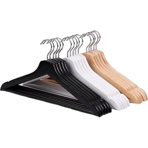 White Black Wood Clothes Hanger with Pants Bar, Durable Shirts Suit Hanger for Hotel, 50pcs/Lot SN2268