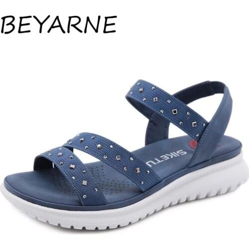 BEYARNEWomen Sandals Ladies Summer Fashion Casual Wedges Non-slip Beach Open Toe Breathable Sandals Sport Style Shoes Plus Size
