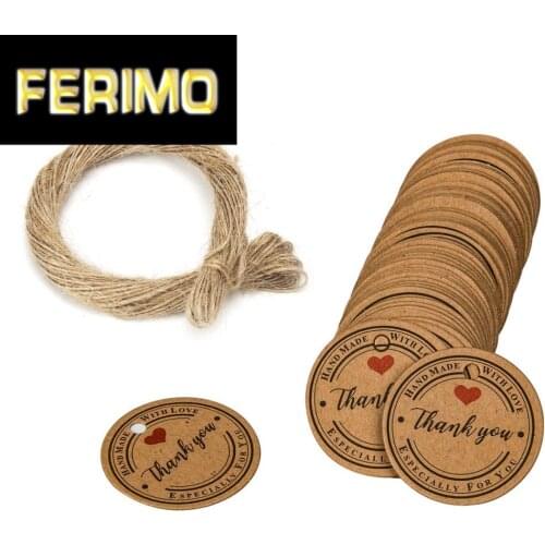 100Pcs Kraft Paper Gift Tags 1.2inch Craft Tag with String thank you especially Hang for Packaging Tags Wedding Party Decoration