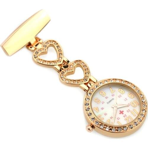 Heart Shape Nurse Watches Women Pocket Watch Clip-on Heart Pendant Hang Quartz Watch For Medical Doctor Nurse Watches