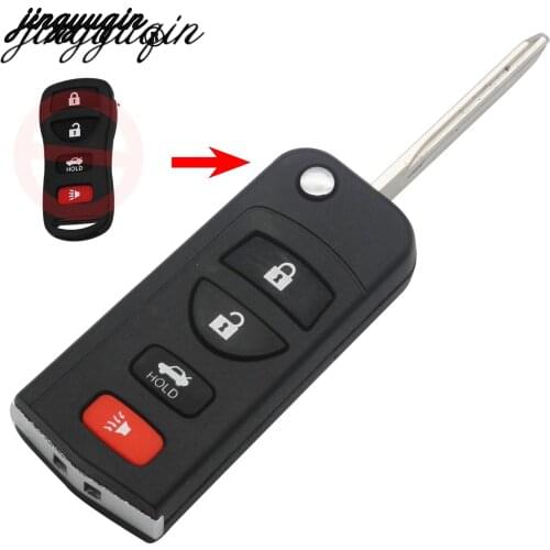 Jingyuqin Cut/Uncut 3/4 Button Folding Flip Key Shell For INFINITI G35 I35 350Z Nissan Sentra Altima Maxima Remote Key Case