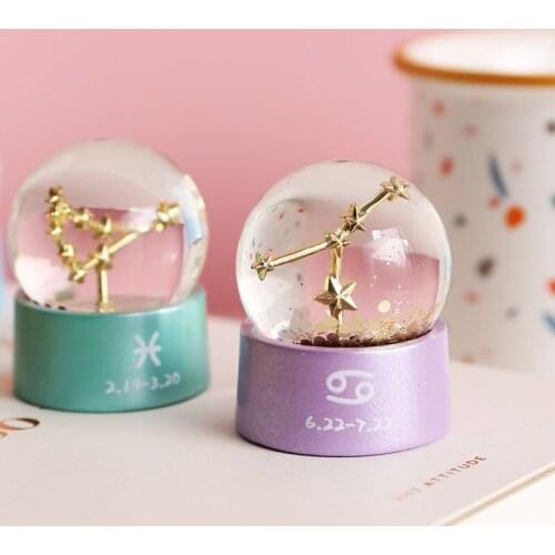 Twelve Constellations Zodiac Gift Home Decoration Accessories for Living Room Ornaments Birthday Present Resin Crystal Ball 2