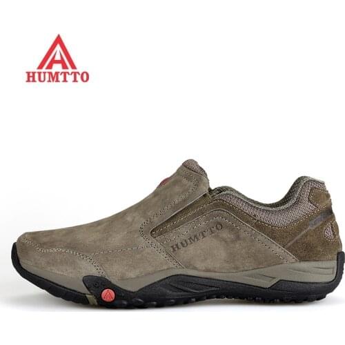 HUMTTO Breathable Hiking Boots Genuine Leather Mens Walking Shoes Loafers Casual Men Shoes Outdoor Loafers Shoes Sports Sneakers