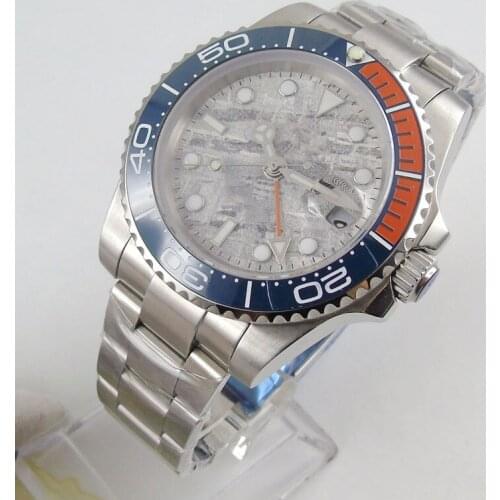 Brand Mechanical Automatic Men Wristwatch Sapphire Crystal Date Function Orange GMT Hand 40mm Case Watch