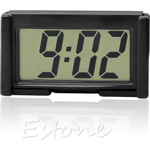 Interior Car Auto Desk Dashboard Digital Clock LCD Screen Self-Adhesive Bracket L4MB