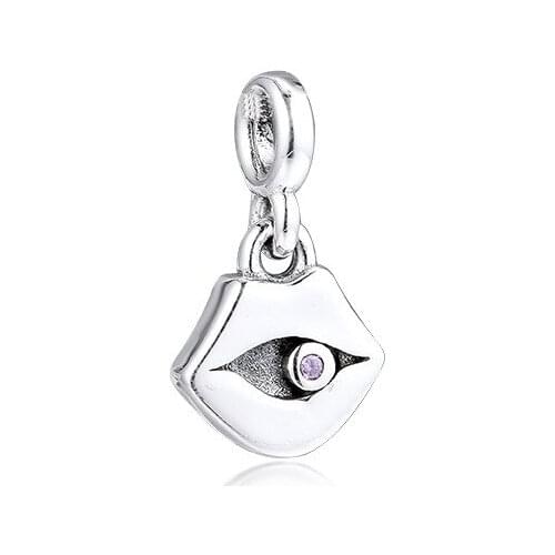 2019 Me Collection My Lips Dangle Crystal Silver Beads for Me Link Bracelets & Snake Chains Women Silver 925 Jewelry Small Hole