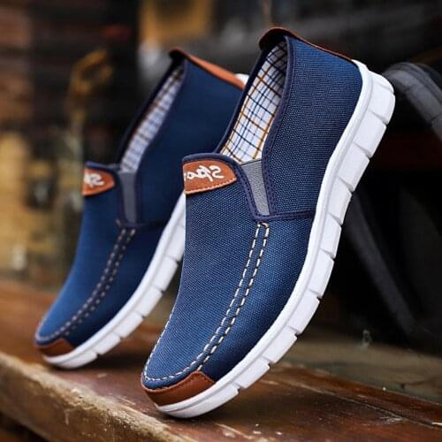 Men Canvas Shoes 2020 New Comfortable Canvas Shoes Men Casual Shoes Male Flat Loafers Shoes Men Black #65