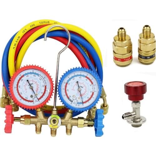 Various Combinations R134a R12 R22 R404a A/C Manifold Gauge Set For Household/Automobile Air Conditioning With 1/4'' SAE Hose