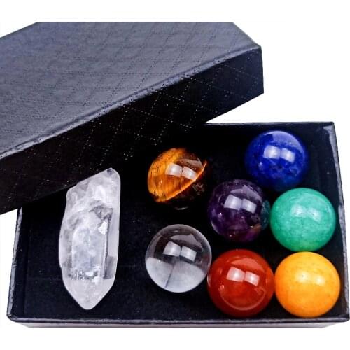 Natural Brystals Ball 7 Chakras Stones Energy Divination Crystal Quartz Mineral Reiki Healing Home Decor