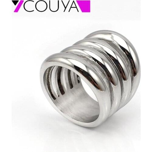 New Long Wide Party Punk Rings for Women Stylish Casting Women Ring Stainless Steel Fashion Wholesale Jewelry Christmas Gift