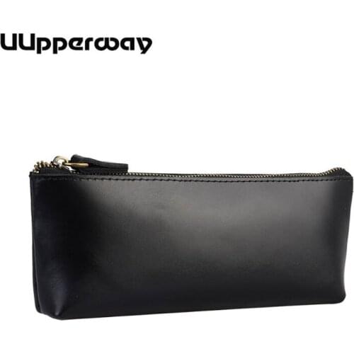 NEW Genuine Horse skin Leather Coin Purse Male Long Wallet Bag Vintage Crazy Horse Leather Pencil Case Small Men Women Money Bag