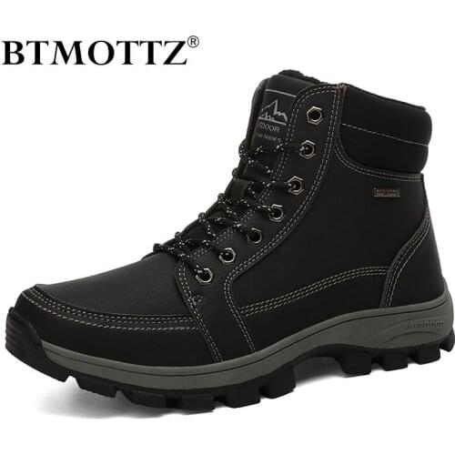 New Men Snow Boots Winter Warm Outdoor Walking Shoes No-Slip& Wear-resistant Man Boots Breathable Ankle Boots Lace-up Men Shoes
