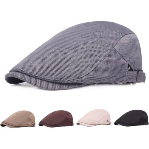 Summer Spring Wholesale Unisex Polyester Mesh Newsboy Cap Ivy Hat Breathable Sun Visor Cap Men Women Hiking Hat Berets