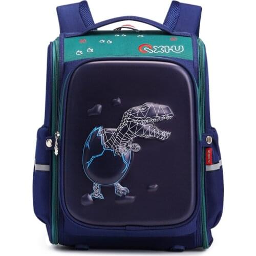 2021 New Childrens Orthopedic School Backpack Grades 1-3-6 Collapsible 3D Dinosaur Backpacks Kids Lightweight Cute Cartoons Bag