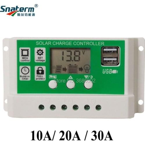 PWM 10a/20a/30a Solar cell panel Charger Controller Lead acid AGM GEL Iron li-ion lithium battery LCD Solar Charger Regulator