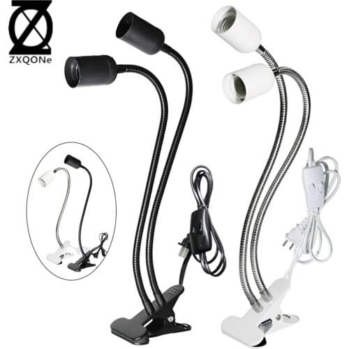 Led E27 10mm Hose Metal Light Stand 40cm Long With Switch Single And Double Heads For Indoor Aquarium E27 Plant Light Desk Lamp